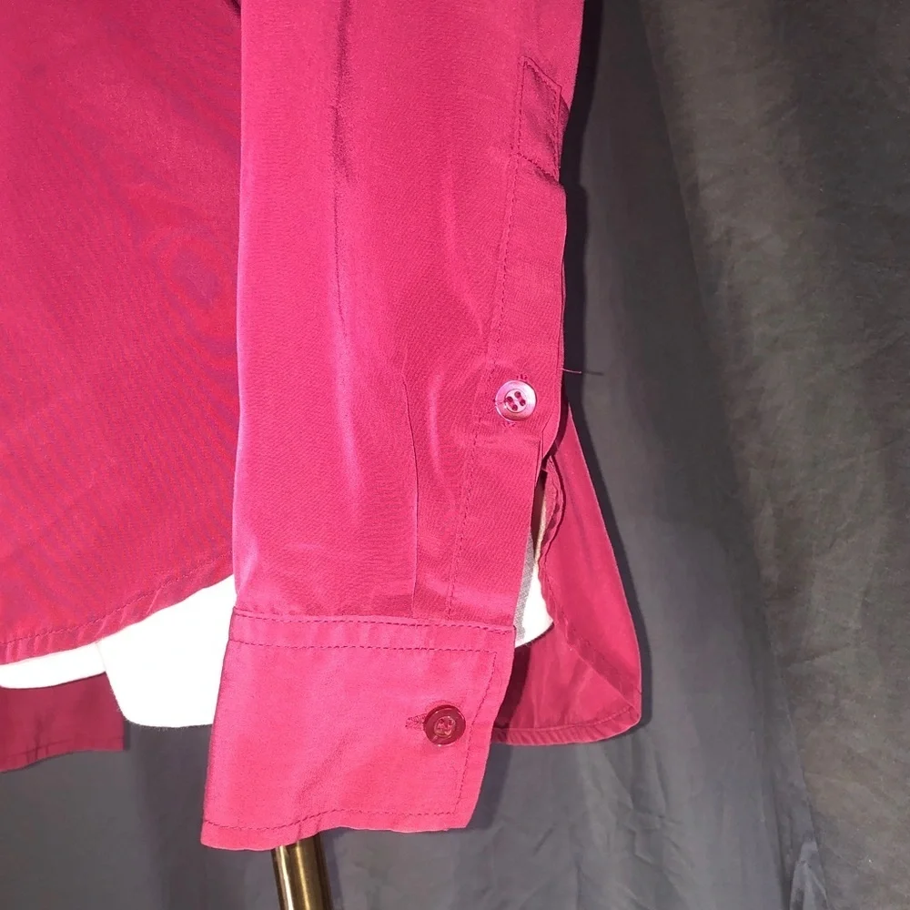 80’s Women's Dark Hot Pink Button-Up Blouse Size Small - Picture 6 of 16